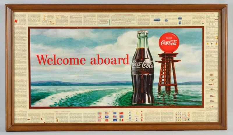 Appraisal: Cardboard Coca-Cola Horizontal Poster s Matted and framed under plexiglass