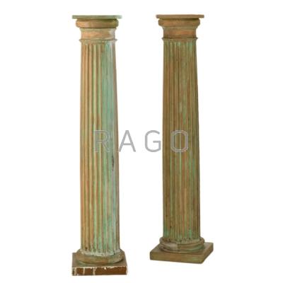 Appraisal: ARCHITECTURAL SALVAGE Pair of carved and painted wood columns th