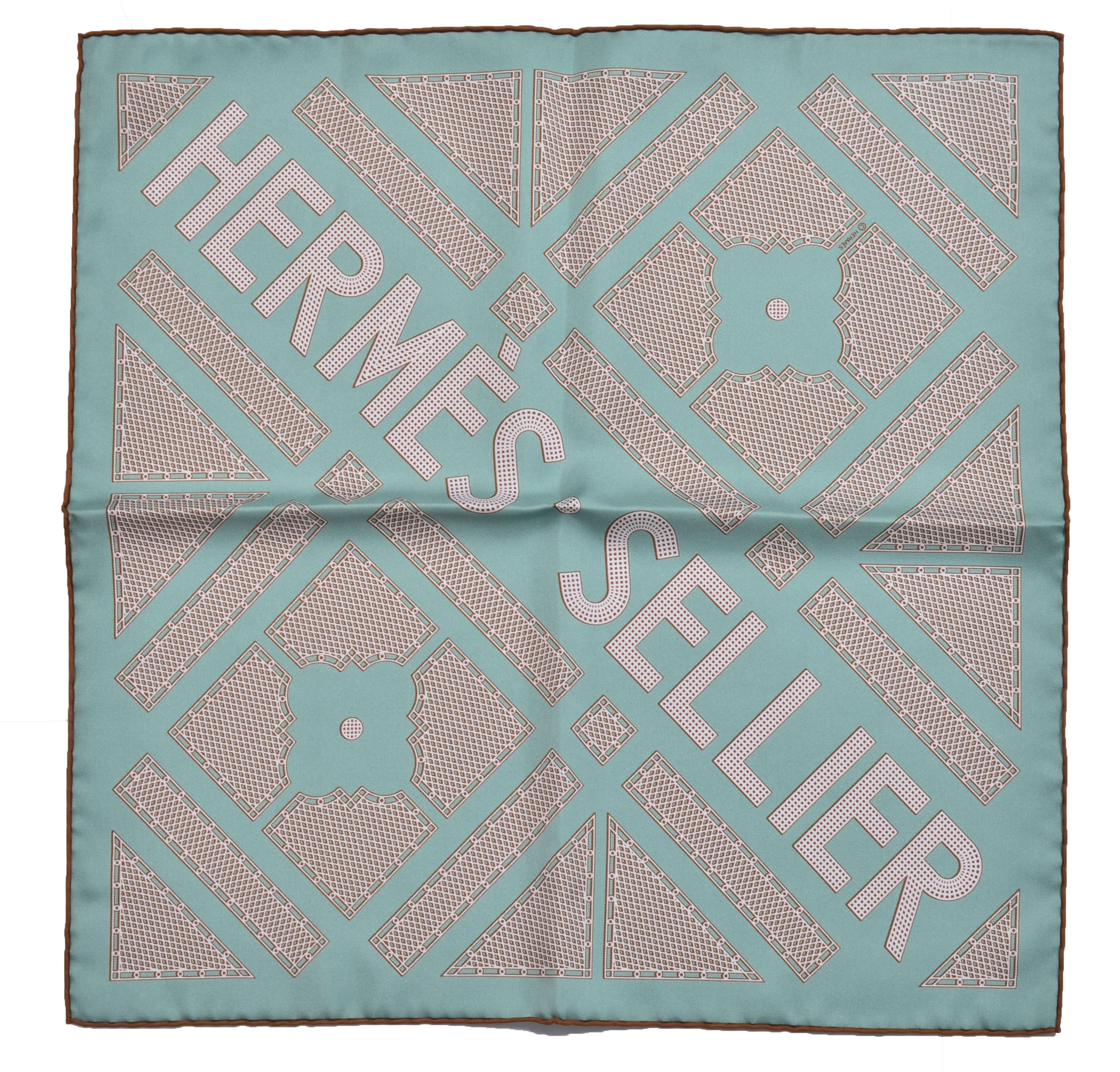 Appraisal: HERMES SELLIER SILK SCARF POCKET SQUARE Hermes silk scarf pocket