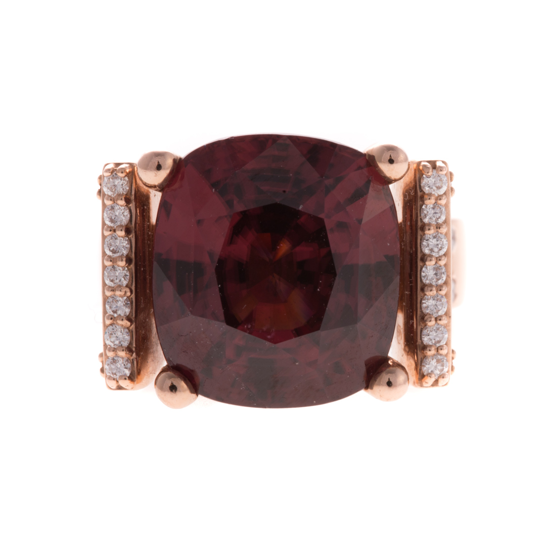 Appraisal: A Rare ct Red Zircon Diamond Ring Custom made K