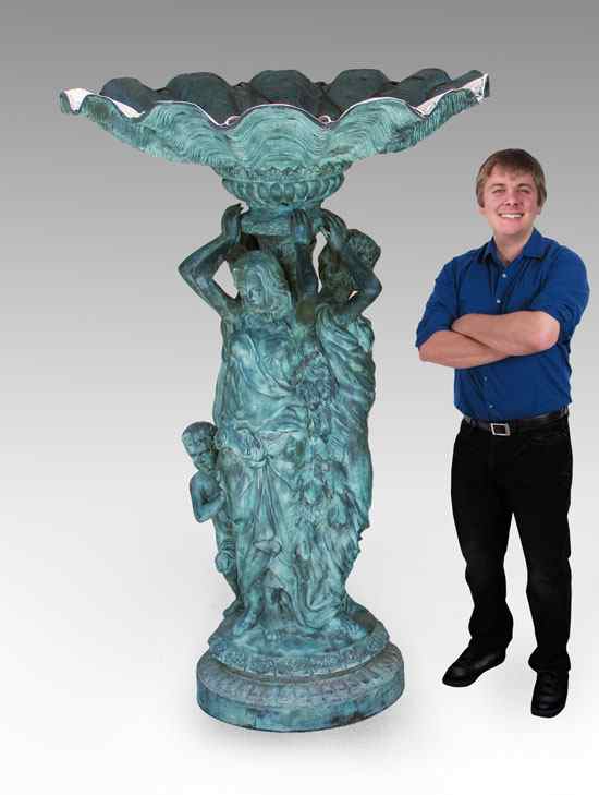 Appraisal: FT TALL BRONZE GRACES FIGURAL FOUNTAIN Patinated bronze with life