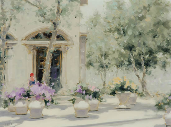 Appraisal: Andre Gisson American - Courtyard with Flower Pots Signed Gisson