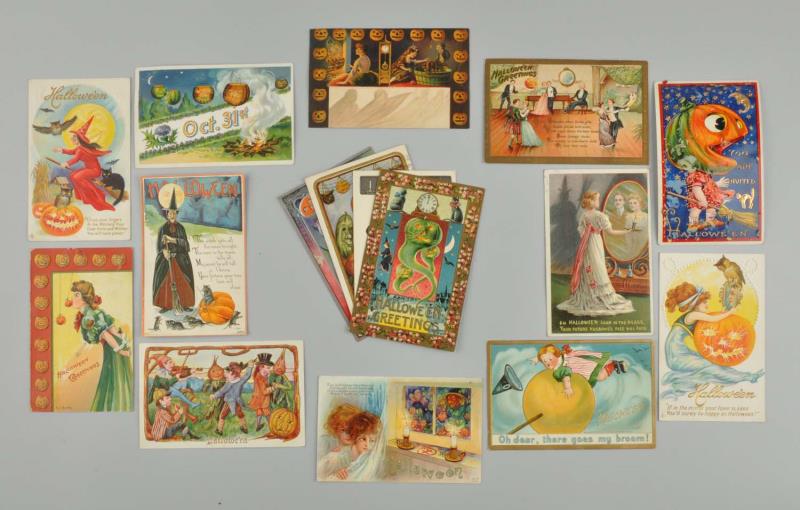 Appraisal: Lot Of Assorted Halloween Postcards This lot includes cards from