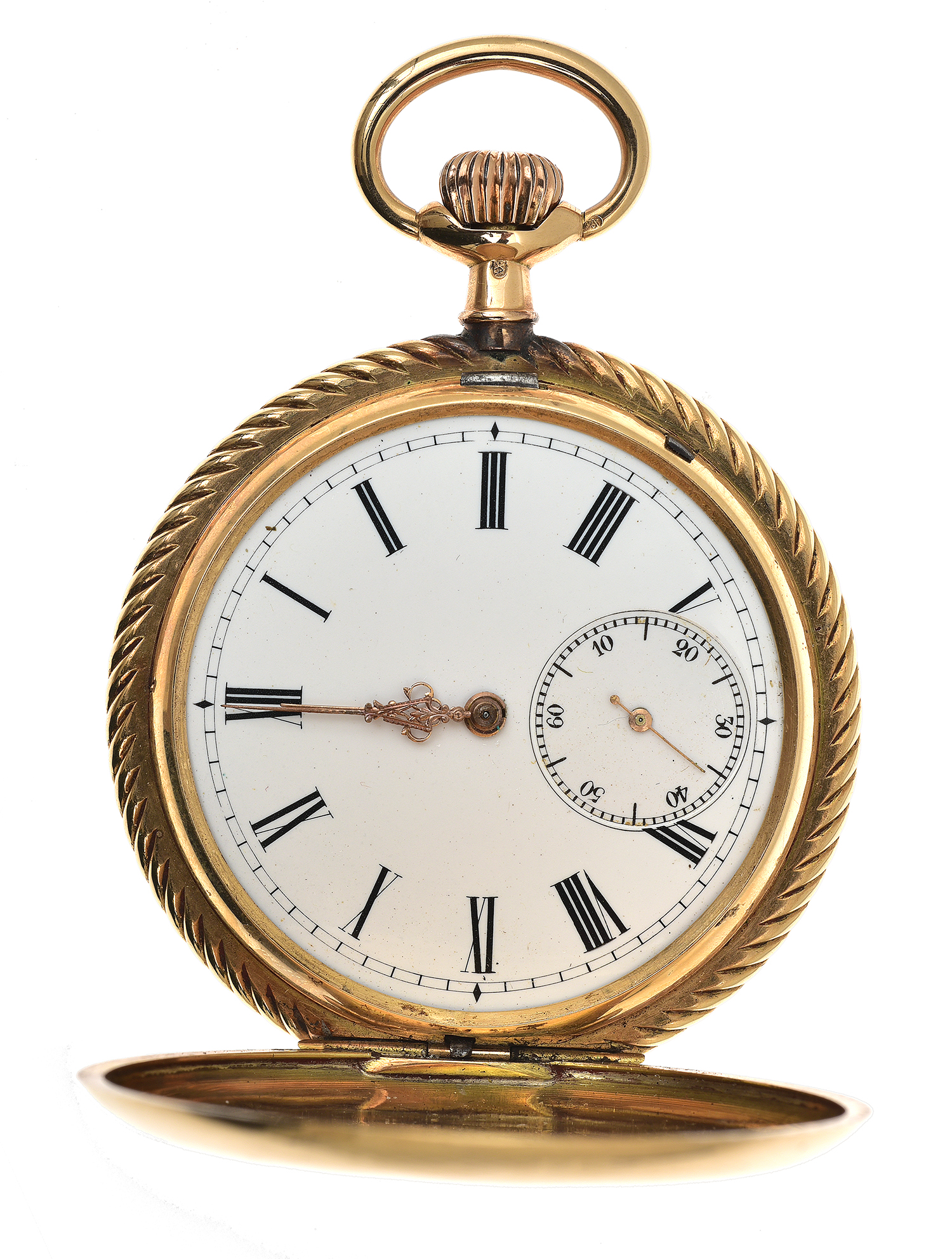 Appraisal: A GOLD HUNTER POCKET WATCH Crown wind lever set movement