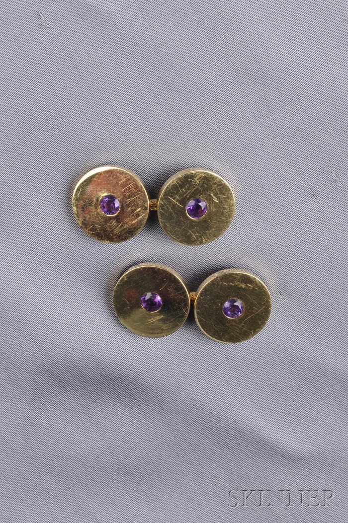 Appraisal: kt Gold and Amethyst Cuff Links Cartier Paris each double