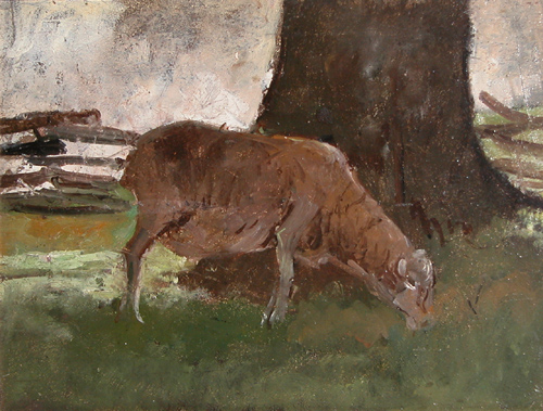 Appraisal: Grazing Cow Wall Alfred S American - circa oil on