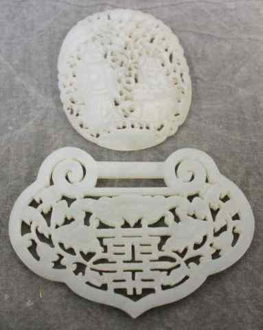 Appraisal: Two Jade Plaques Pendants From a NYC apartment Dimensions ''