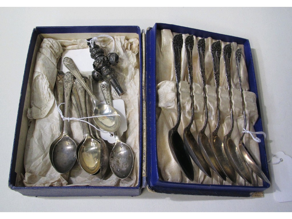 Appraisal: Lot comprising cased set of six sterling silver spoons ten