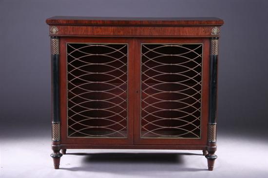 Appraisal: REGENCY-STYLE ROSEWOOD CONSOLE CABINET th century Having a rectangular overhanging