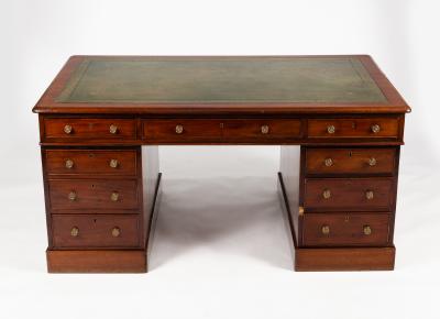 Appraisal: A late th Century mahogany partners' desk fitted a surround