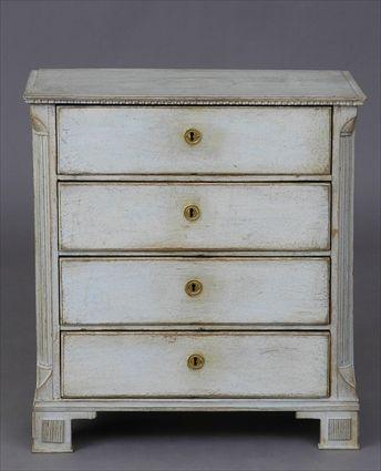 Appraisal: SWEDISH NEOCLASSICALFOUR-DRAWER PAINTED COMMODE The rectangular top above drawers flanked