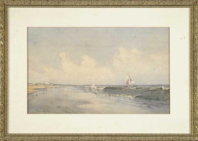 Appraisal: FRANCIS AUGUSTUS SILVA American - SAILING OFF LONG SANDY BEACH