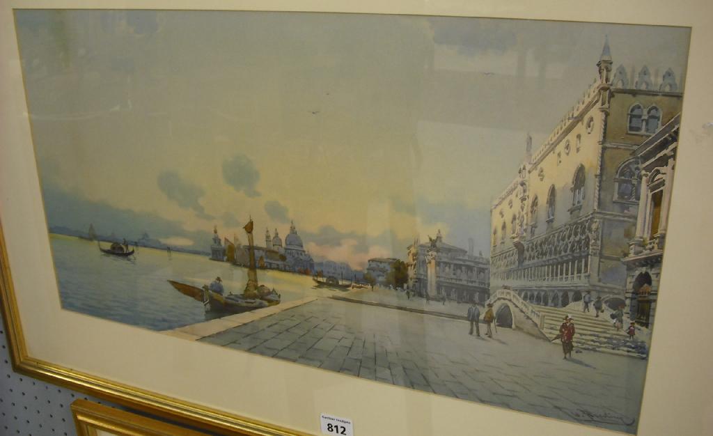 Appraisal: By U Arcolini th century - Venetian harbour scene signed