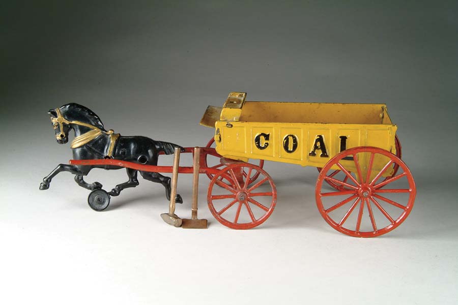 Appraisal: LARGE HORSE-DRAWN COAL WAGON Manufactured by Hubley Mfg Co Yellow