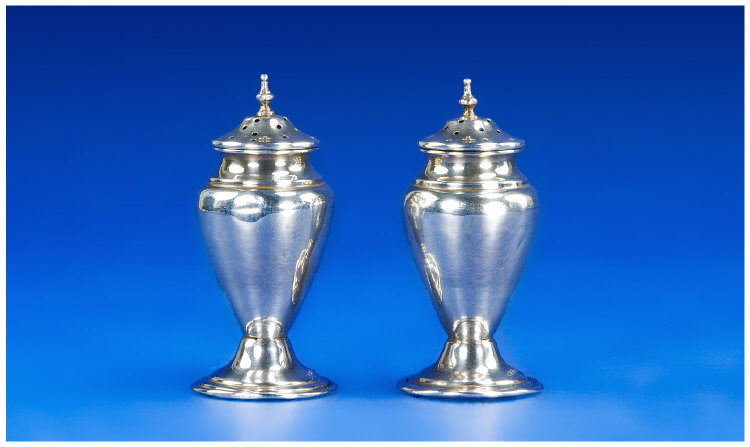 Appraisal: Edwardian Pair of Silver Pepper Pots Walker and Hall hallmarked