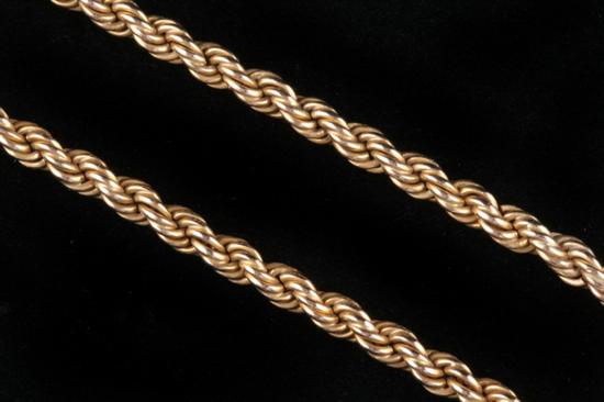 Appraisal: YELLOW GOLD FLEXIBLE ROPE NECKLACE in long endless strand