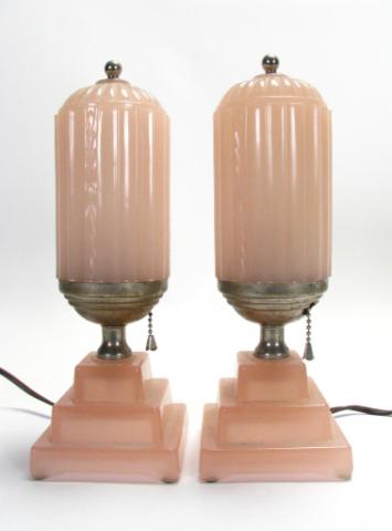 Appraisal: Pair of Aladdin Alacite Pink Vanity Lights '' high