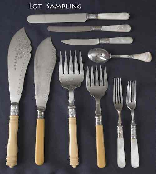 Appraisal: Group of mother of pearl and celluloid handled flatware