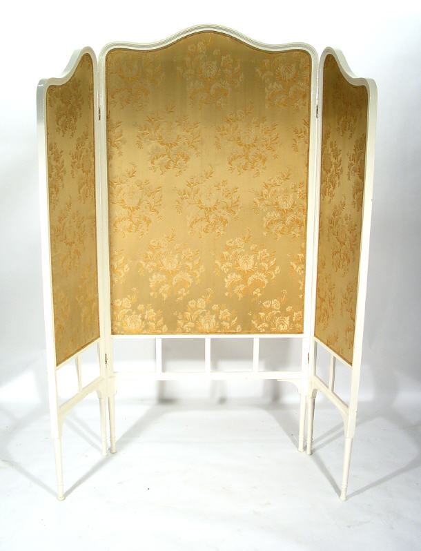 Appraisal: Edwardian white painted three section screen with gilt floral fabric