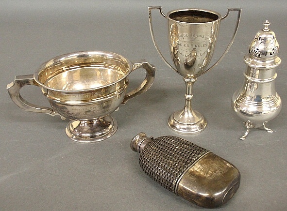 Appraisal: - Two English silver trophies and a caster troy oz