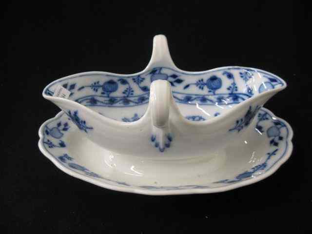 Appraisal: Meissen Porcelain ''Blue Onion'' Gravyor sauce boat attributed underplate double