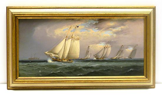 Appraisal: James Edward Buttersworth American - oil on mahogany panel signed