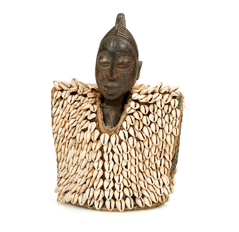 Appraisal: Yoruba Nigeria Ibeji Figure with Cowrie Cloak Yoruba Nigeria Ibeji