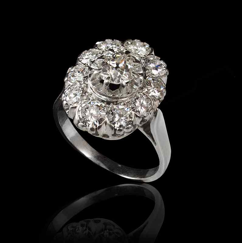 Appraisal: FRENCH PLATINUM CTW DIAMOND RING Centering an early European round