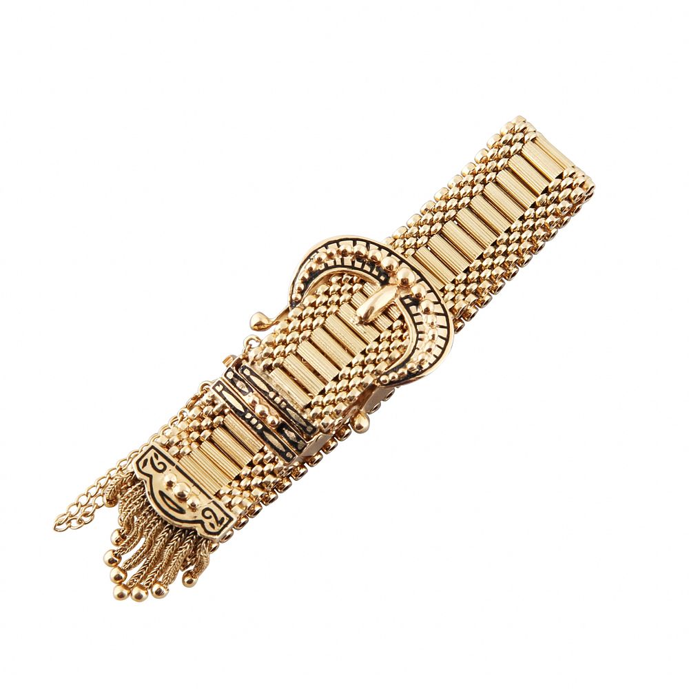 Appraisal: KT GOLD BUCKLE BRACELET CIRCA s KT GOLD BUCKLE BRACELET