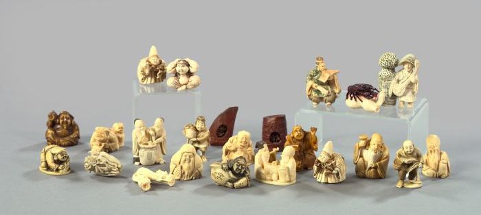 Appraisal: Twenty-Three-Piece Collection of Carved Oriental Figures consisting of an interesting