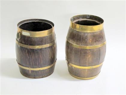 Appraisal: Pair of Continental brass bound oak barrelslate th century