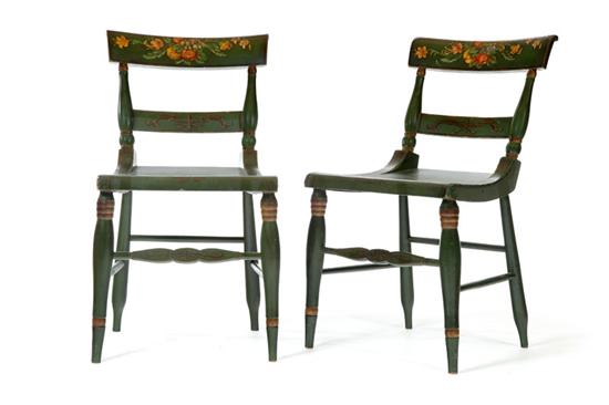 Appraisal: PAIR OF DECORATED SIDE CHAIRS Attributed to James Huey working