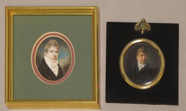 Appraisal: Portrait Miniatures of Gentlemen on Bone Ivory Man in black