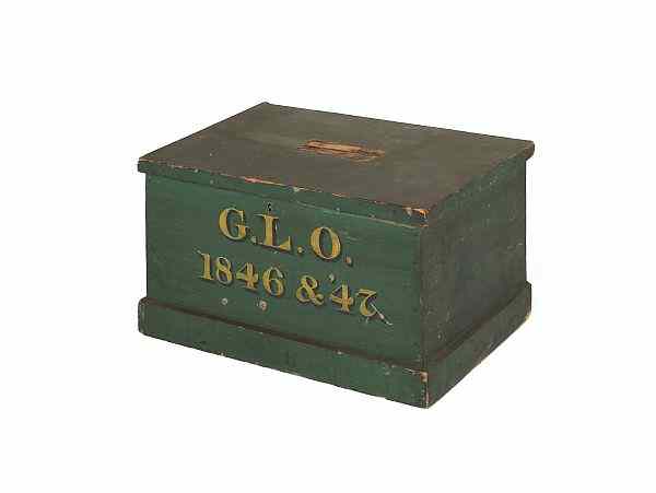 Appraisal: New England painted pine lock box inscribed G L O