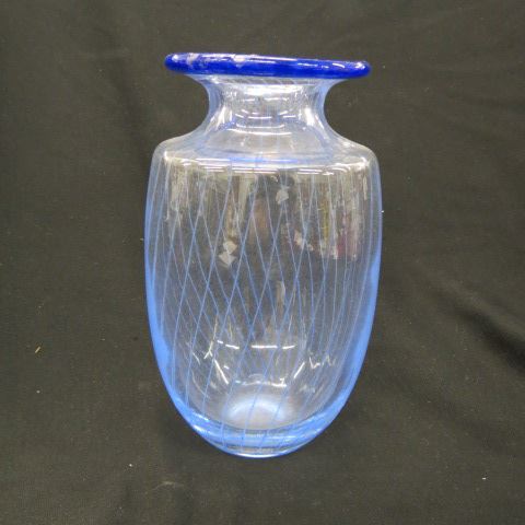 Appraisal: Art Glass Vase blue threading internal decoration excellent