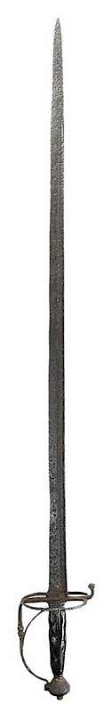 Appraisal: th Century Sword British Continental single-edged blade with fuller iron