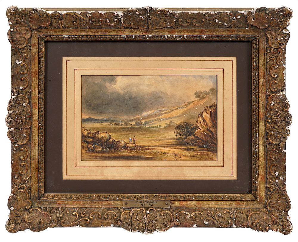 Appraisal: Watercolor 'The Valley' Attrib to John Constable Watercolor of 'The