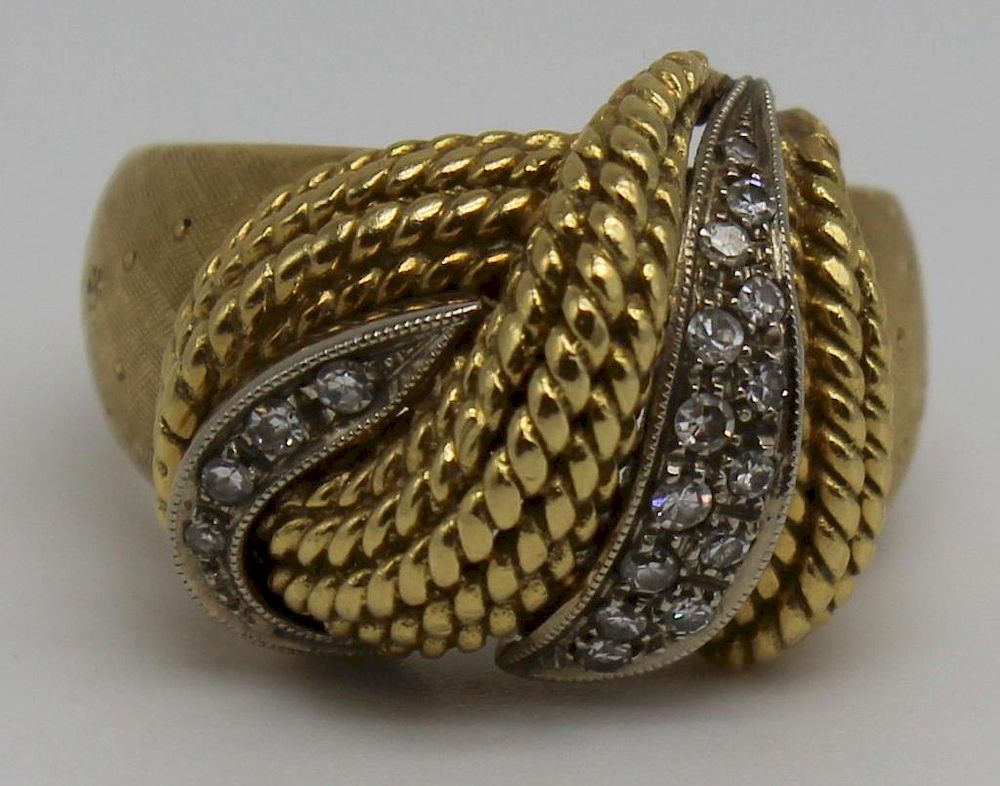 Appraisal: JEWELRY Italian kt Gold and Diamond Ring Italian kt yellow