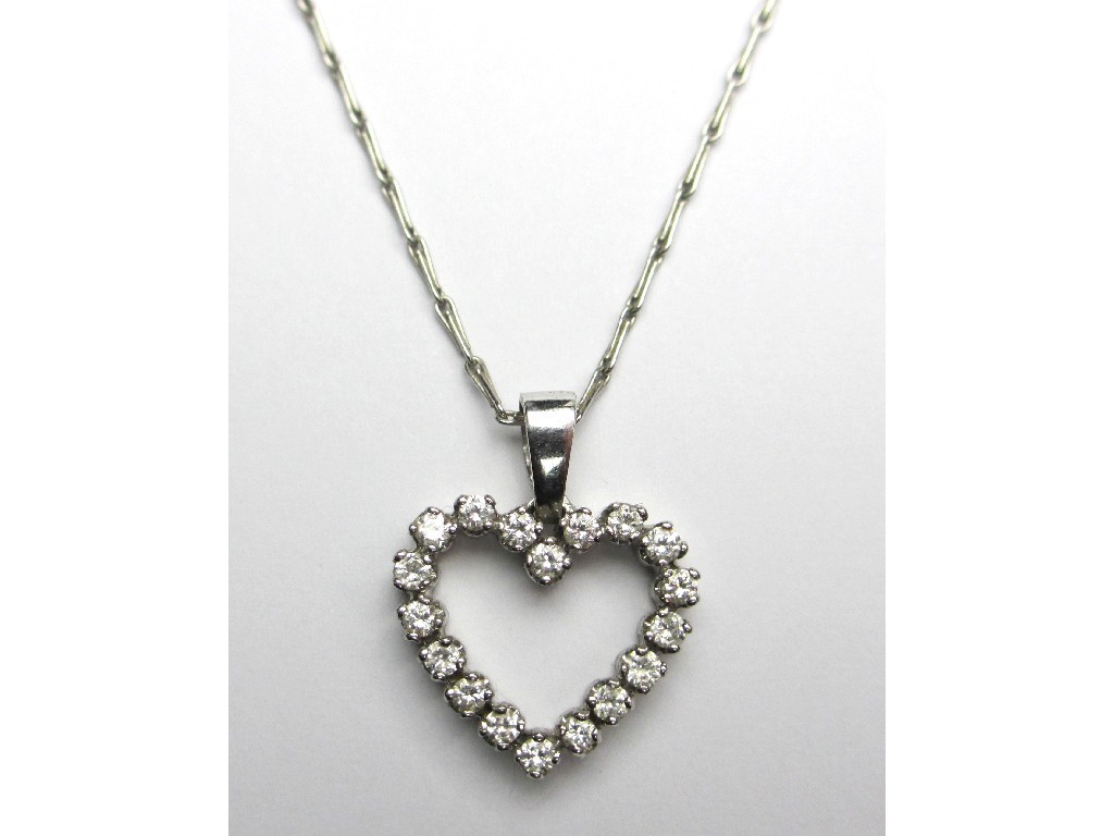 Appraisal: A contemporary ct white gold diamond set open heart shaped