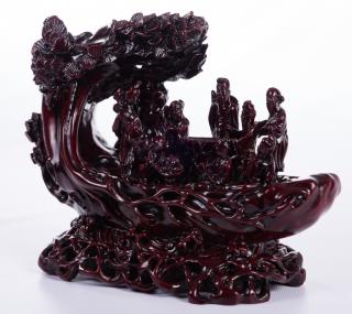 Appraisal: Hong Tze Chinese Figural Sculpture A scene from everyday life