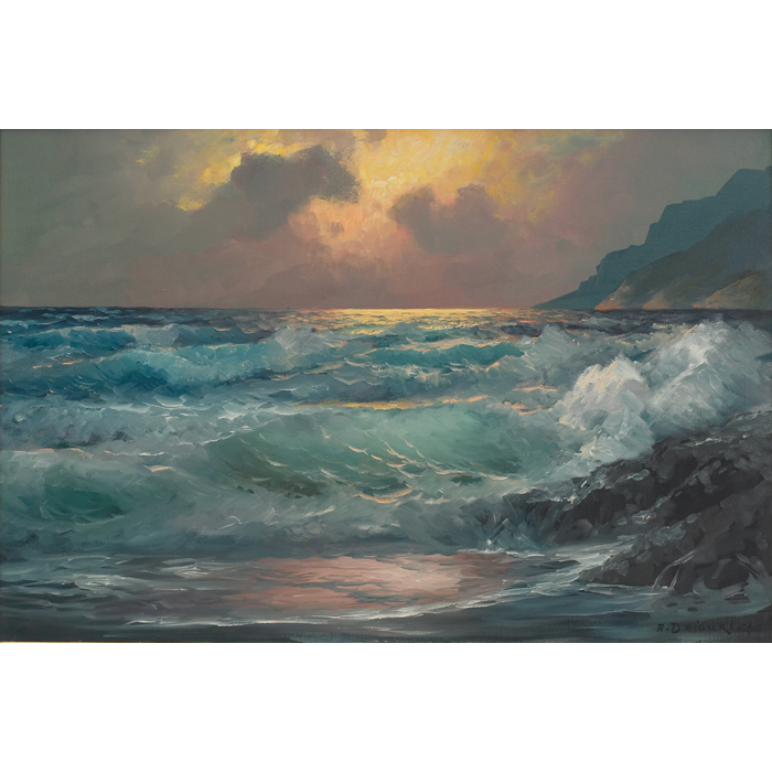 Appraisal: Alexander A Dzigurski American - Coastal Sunset c oil on