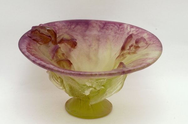 Appraisal: Daum pate du verre pedestal bowl with molded irises to