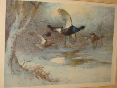 Appraisal: ARCHIBALD THORBURN Grouse in Flight reproduction in colours signed in