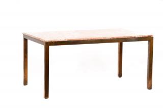 Appraisal: Copper Red Marble Parsons Dining Table American second half th