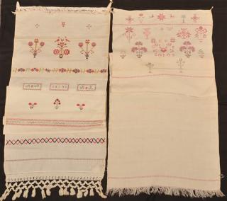 Appraisal: Two Pennsylvania th Century Cross Stitch Show Towels Two Initialed