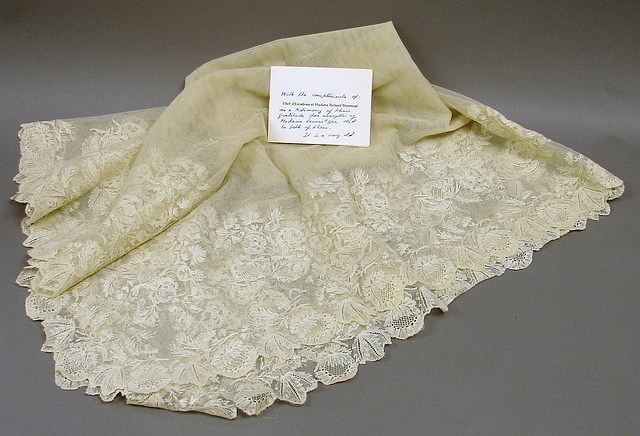 Appraisal: Fine lace napkin measuring x with some repairs Presentation note