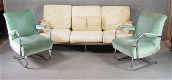 Appraisal: Three Piece Art Deco Suite Sofa and two spring rockers