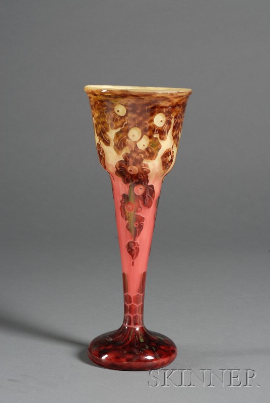 Appraisal: Le Verre Francais Trumpet Vase Cameo glass France th century