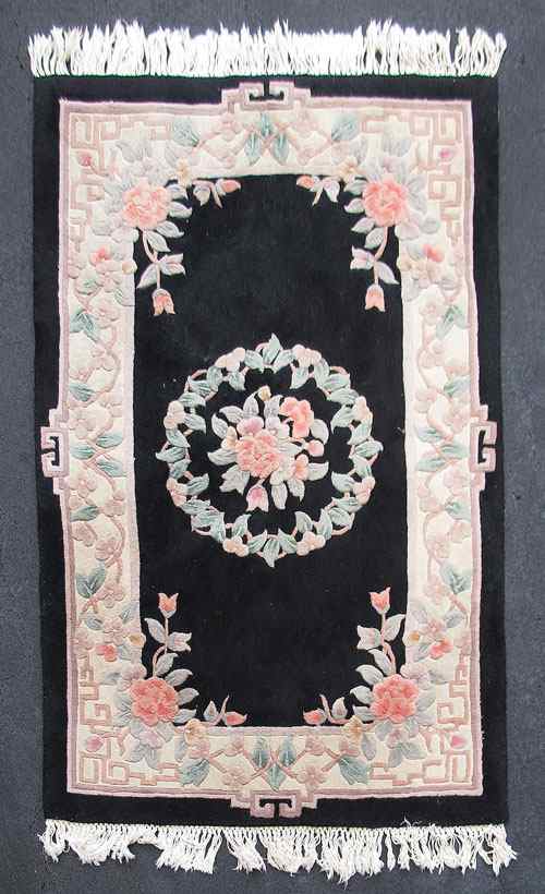 Appraisal: MODERN CHINESE HAND KNOTTED WOOL RUG '' x '' Black