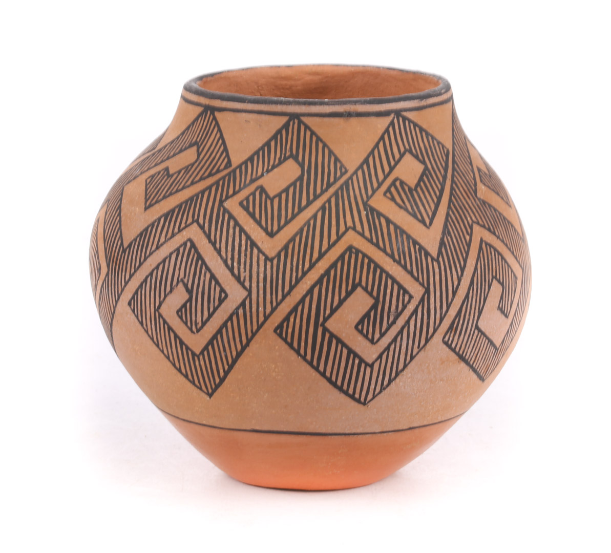 Appraisal: Acoma Pueblo painted pottery vase th century stylized geometric pattern